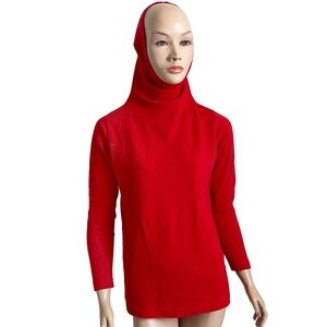 Bonnie Cashin Sweater  Cashmere Cowl Funnel Neck Red Knit Vintage 1970s HTF